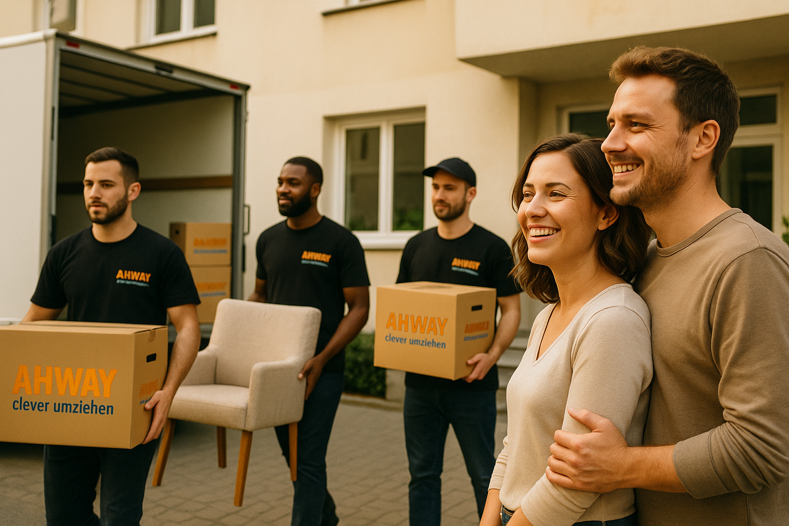 Sicher verpackte Gläser und Teller in einer beschrifteten Umzugskiste