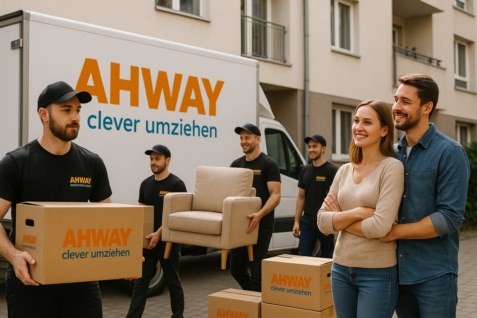 Beschriftete Umzugskartons und Checkliste für internationalen Umzug